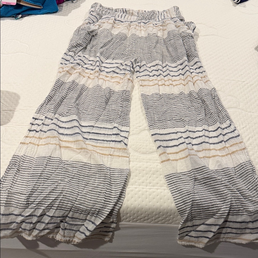 blue island White and Navy Striped Swim Coverup Pants